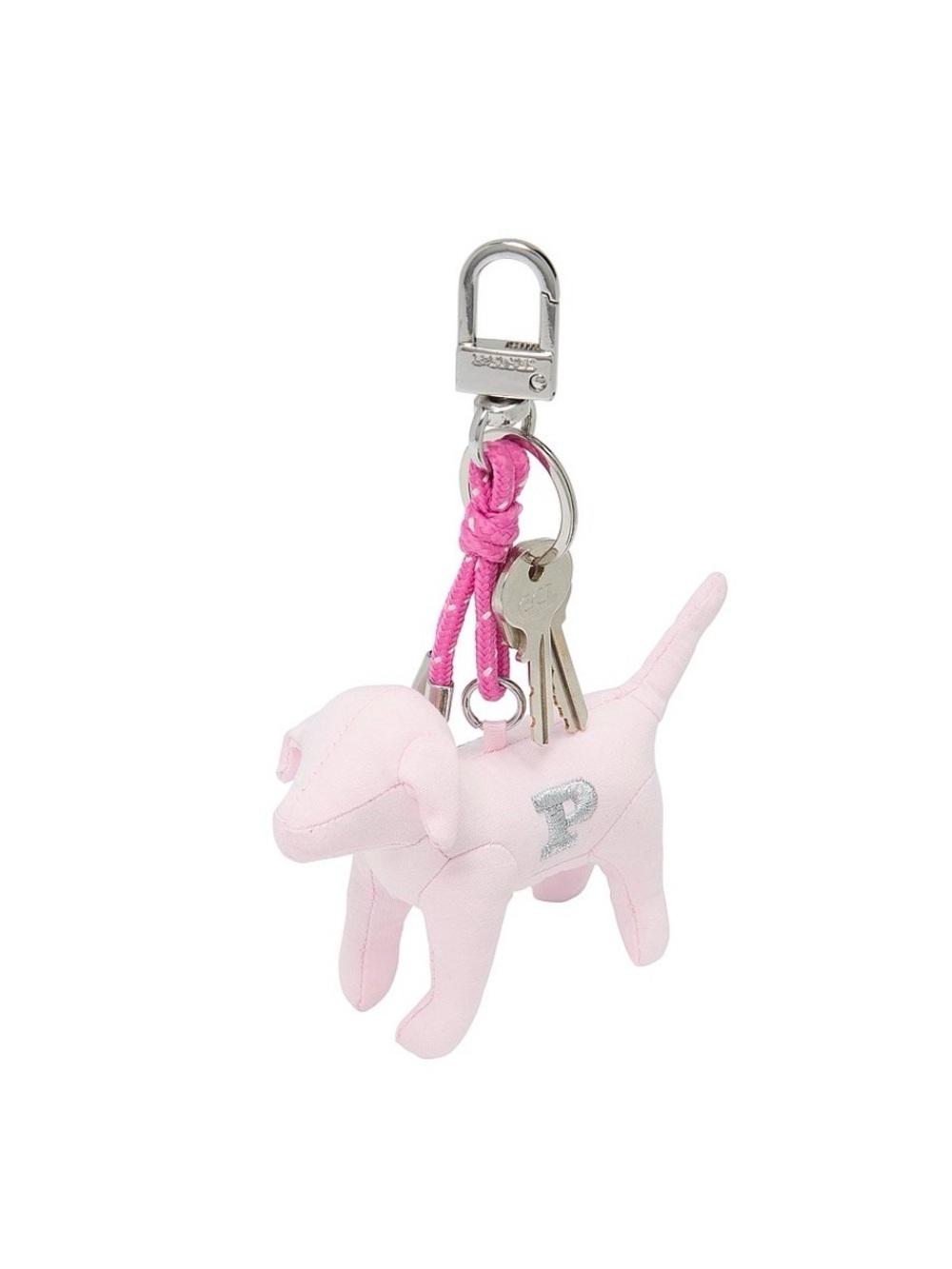 Victoria's Secret Pink Dog Charm Keychain - Light Pink with Silver Hardware
